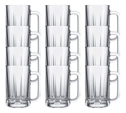 Juego de jarras de cerveza Oktober Glass Chopp, 355 ml, 12 unidades, color transparente