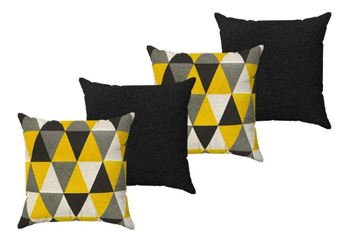 Kit Capa De Almofada 40x40 Decorativa Lisa Geométrica Luxo Cor Kit Preto