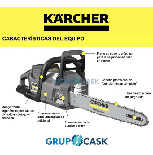 Imagen 2 de 10 de Motosierra Electrica Kärcher Cs 400/36 Bp 36v Con Bateria