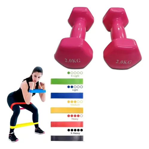 Mancuernas Ovaladas FITFIU De 2 Kg Cada Una - Juego De 2, Con Agarre De Silicona Blanca, Para Fitness En Casa