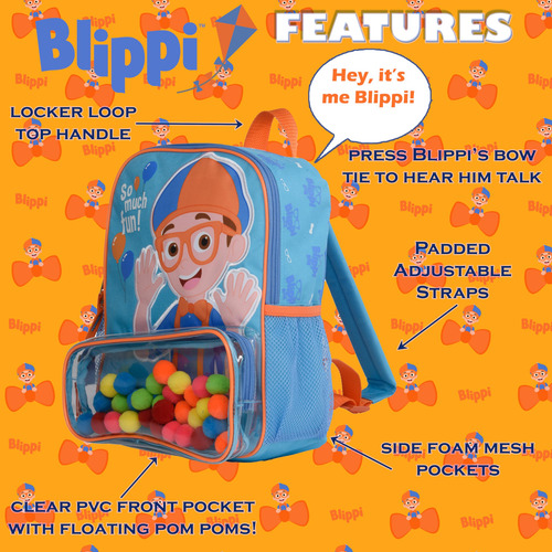 Mochila Blippi Con Sonido Para Niños Y Niñas, Parte Delanter