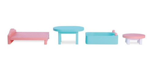 Imagen 5 de 5 de Casa De Muñecas Para Niñas Edufun De Madera 10 Pcs