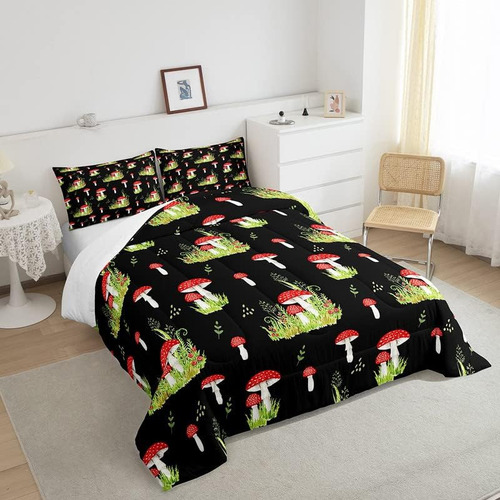 Feelyou Juego De Ropa De Cama De Hongos Kawaii, Lindo Juego