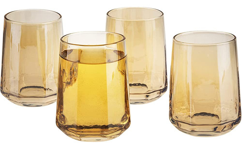 Mygift Vintage Style Amber Glassware Set De 4, Copas De Vino