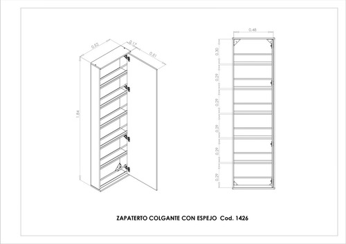 Imagen 9 de 9 de Muebles Botineros Zapateros Espejo Multiuso Flotante Melami+