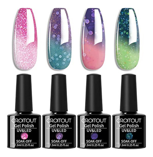 Croitout Kit De Esmalte De Uñas De Gel Que Cambia De Color,