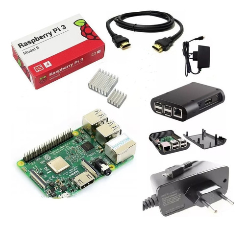 Kit Raspberry Pi3 Model B  Fonte  Case Dissipador Hdmi 