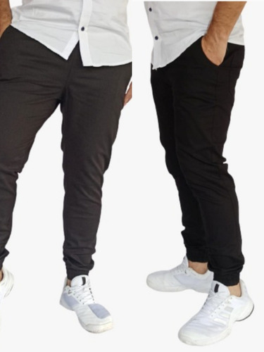  2 Unidades Pantalón Jogger Dril Licrado Pitillo 4 Bolsillos