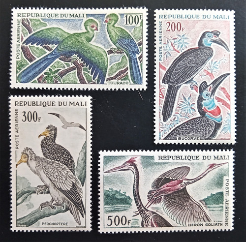 Mali Aves, Serie Aérea Yv A25-28 Turacos 1965 Mint L19919