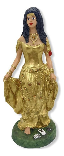 Escultura Cigana Dourada 23 Cm Em Resina