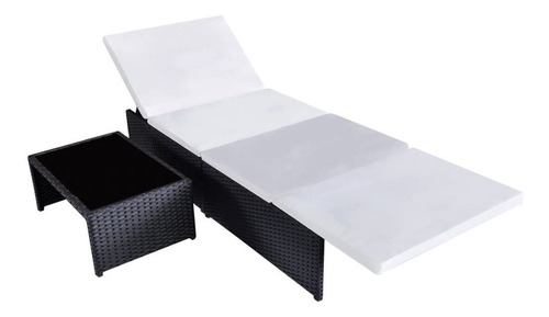 Camastro 2 Uds Con Mesa Poly Rattan Negro M1