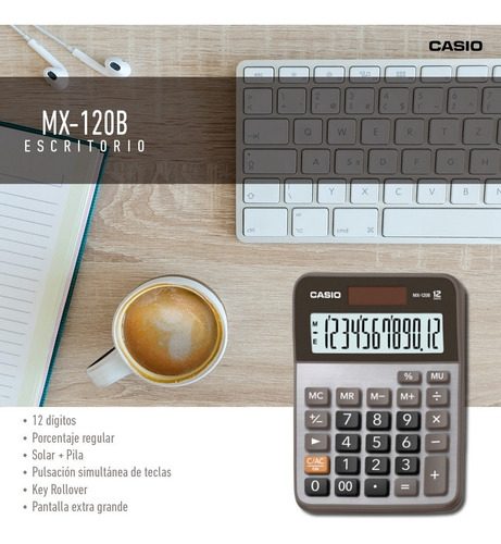 Imagen 5 de 6 de Paquete De 3 Calculadoras Casio Mx-120b, Solar 12 Dig,