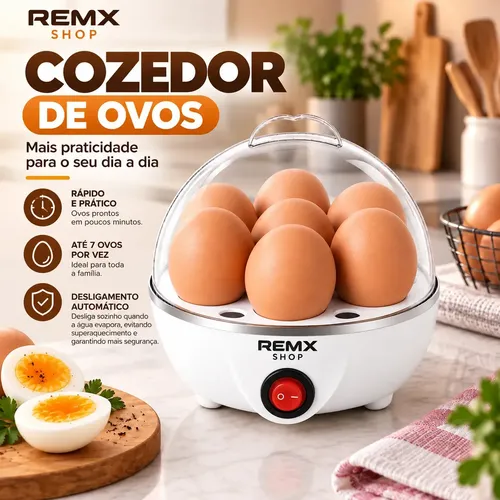Cozedor De Ovos Panela Elétrica Cozinha A Vapor Automático Legumes Portátil Prático Rápido 7 Ovos Em 5min Desligamento Automático Remx Shop