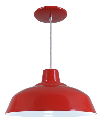 15 Pendente Retrô 40cm Industrial - Cabo 2,30 Metros Estrutura Vermelho