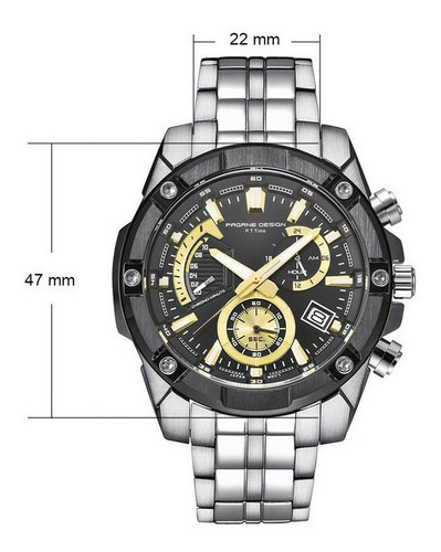 Relógio De Aço Pagani Design Cronômetro Regressivo Pd-3311
