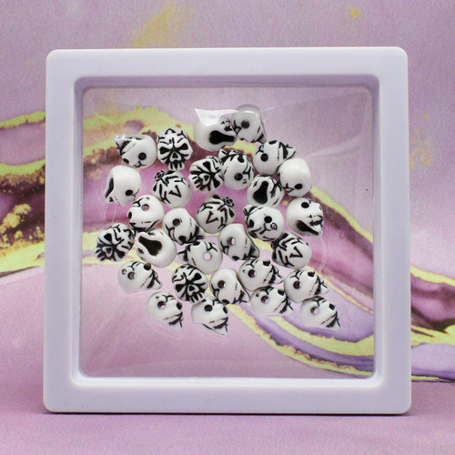 Cuenta Separador Acrílico 100g Pulseras Bisutería Collares Calavera Negra 230pz 9 Mm 1.1 Mm