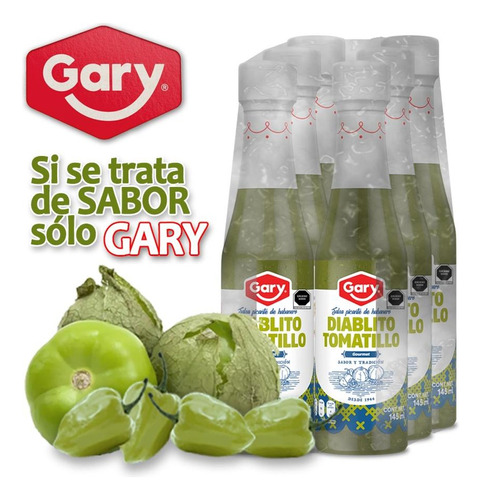 6 Salsa Gourmet Habanero Gary Diablito Tomatillo 145ml C/u