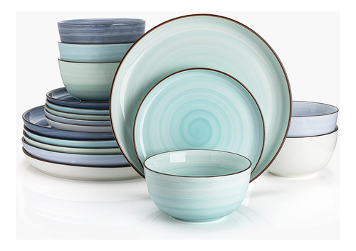 Set Platos Vajilla Porcelana 18 Piezas 25.6 Cm Celes 1598610