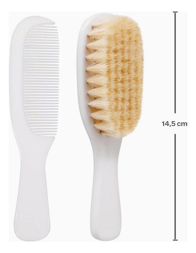 Escova E Pente Com Cerdas Naturais Zero Meses Branco Buba