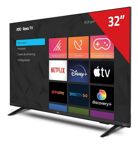 Smart Tv 32 Hd Roku Tv 32s5135/78g Preta Aoc Bivolt
