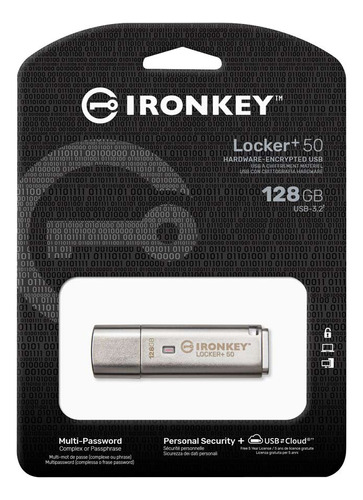Memoria Usb Kingston Ironkey Locker+50 128gb 3.2 Encriptada