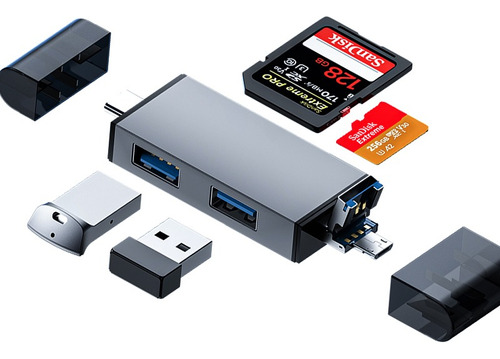 3 En 1 Lector De Tarjetas Sd Tf Otg 2 Puertos Hub Usb 3.0