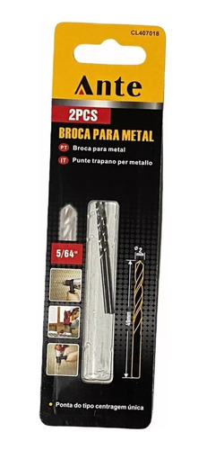 Broca Para Metal Marca Ante 2 Piezas 5/64''