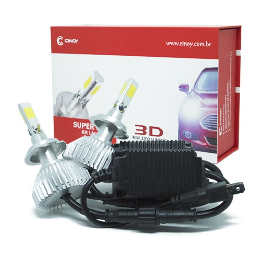 Kit Farol Led 3d Ef Xenon 7400 Lm H4 H7 H8 H11 Hb3 Hb4 H16