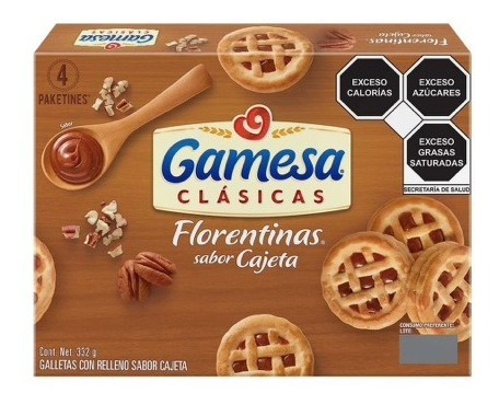 Galleta Florentina Sabor Cajeta 332gr Con 4pzas C/u 3cajas D