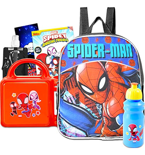 Set De Mochila Spiderman Con Lonchera, Paquete Con Mini11
