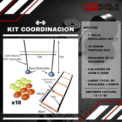 Imagen 2 de 10 de Kit Entrenamiento Valla + Escalera + Cono Tortuga + Bolson