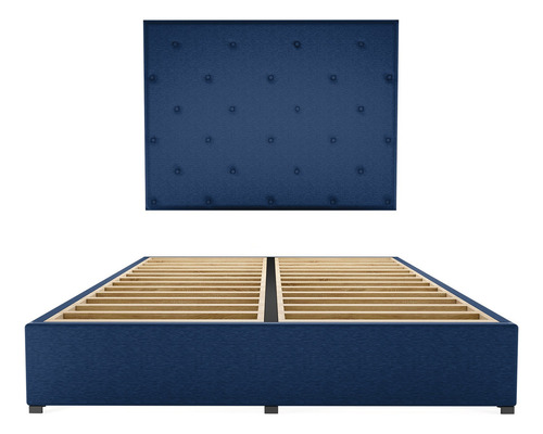 Cama Recamara - Base Box Cabecera Toscana Azul King Size