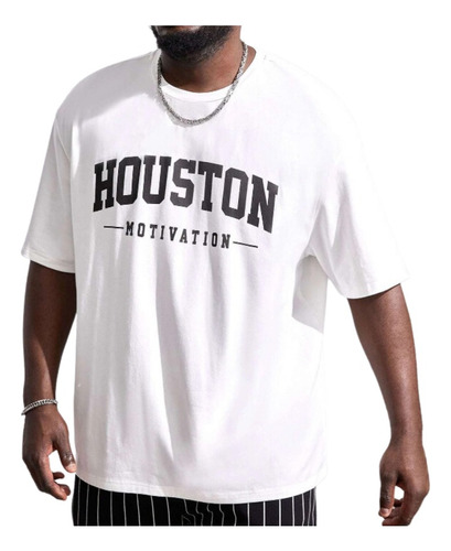 Camiseta Con Estampado De Houston Para Hombre Talla Grande. 