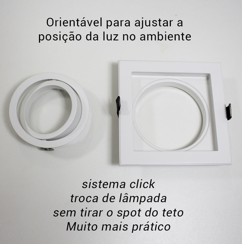 Imagem 6 de 7 de Kit 8 Spot Embutir Bella Ns7701 + Led Dimerizável Ar70 St872