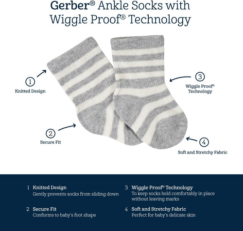Calcetines Unisex Gerber Para Bebes, 8 Pares, Antimovimie...