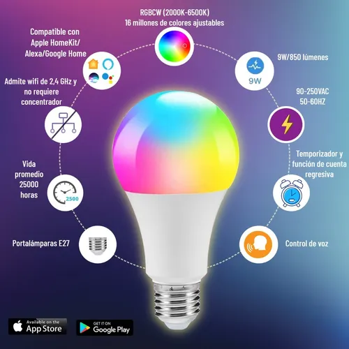 De Foco Wifi Inteligente Rgbcw 9w Para Homekit Alexa