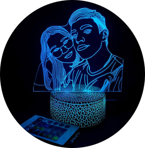 Foto Pareja Novios Dibujo Lampara Led Luz Porta Retrato Amor