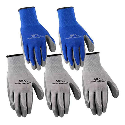 Guantes De Trabajo De Nitrilo, 5 Unidades Talla L Color Gris