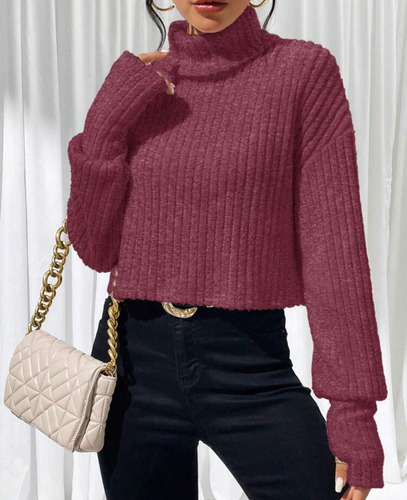 Sweater Cuello Alto Polera Shein Importado