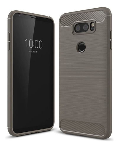 Funda Delgada Para LG V30 [fibra De Carbono Gris] Slim Proj2