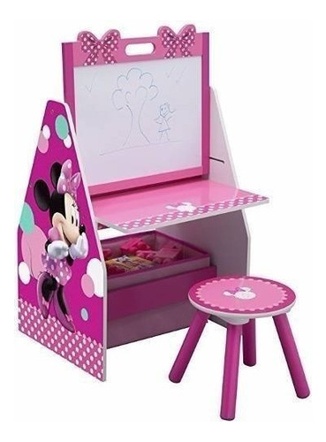 Escritorio Con Silla Caballete Organizador Juguetes Minnie