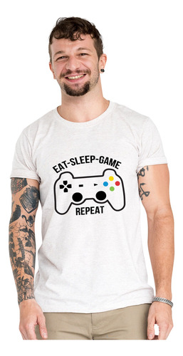 Polera Gamer Eat Sleep Play Repeat Algodón Orgánico Gme20