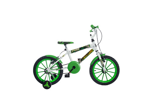 Bicicleta Touch Aro 16 Nylon K10 Branco Com Verde