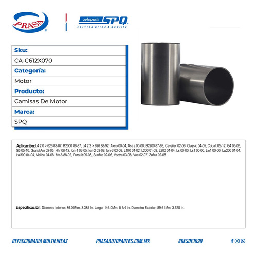 Camisa De Motor Saturn Lw1 2000 L4 2.2