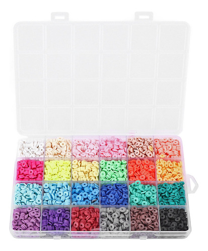 Kit De Abalorios De Arcilla Flat Beads, 24 Colores, Ligeros