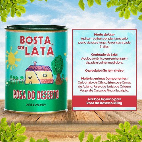 Imagem 3 de 3 de Fertilizante Orgânico Bosta Em Lata Rosa Do Deserto 500g