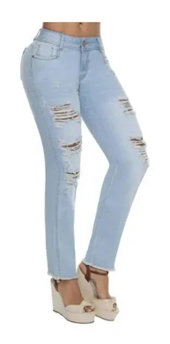 Jeans Con Desgastes Juvenil Mujer Cl sico Saramanta Classi