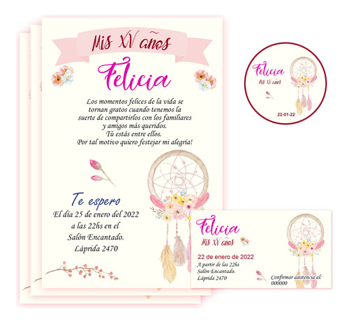 Tarjeta Invitación Cumple De 15 Topper, Personal Imprimir M4