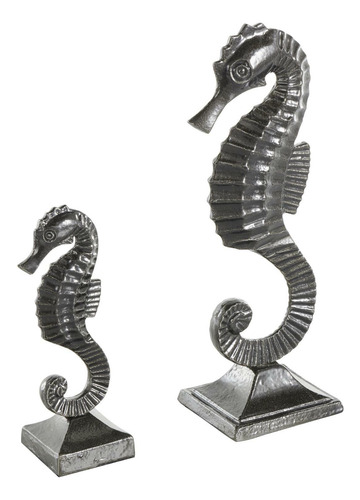 Figura Caballito De Mar Decorativo Negro 29cm Y 19cm