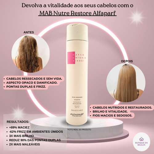 Shampoo Profissional Mab Nutri Restore 300ml -brilho Maciez
